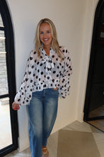 Load image into Gallery viewer, White/Black Chiffon Ruffle Blouse