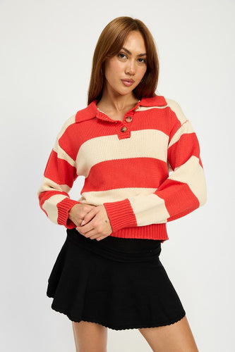 Oversized Knit Striped Sweater