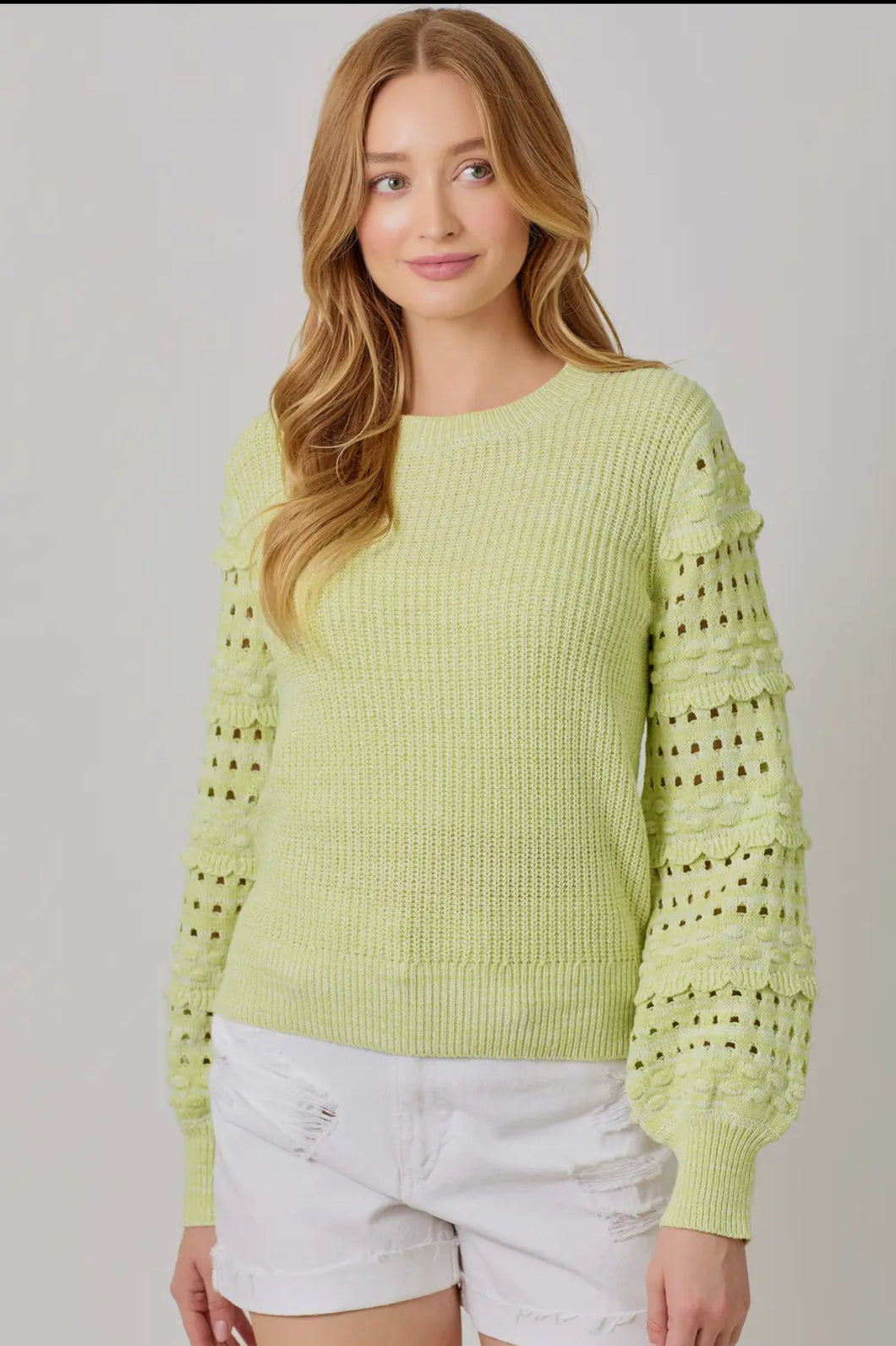 Pistachio Detailed Sleeve Sweater