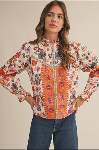 Classy Floral Blouse Ivory