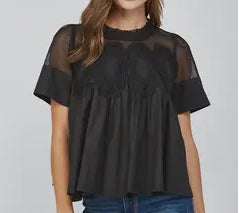 A Cool Breeze Mesh Top Black