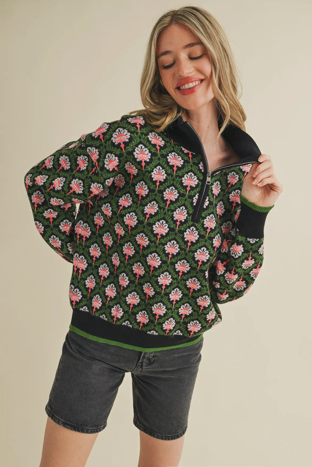 Mill Zip Pullover Black