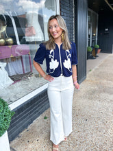 Load image into Gallery viewer, Navy With Cream Detail Top