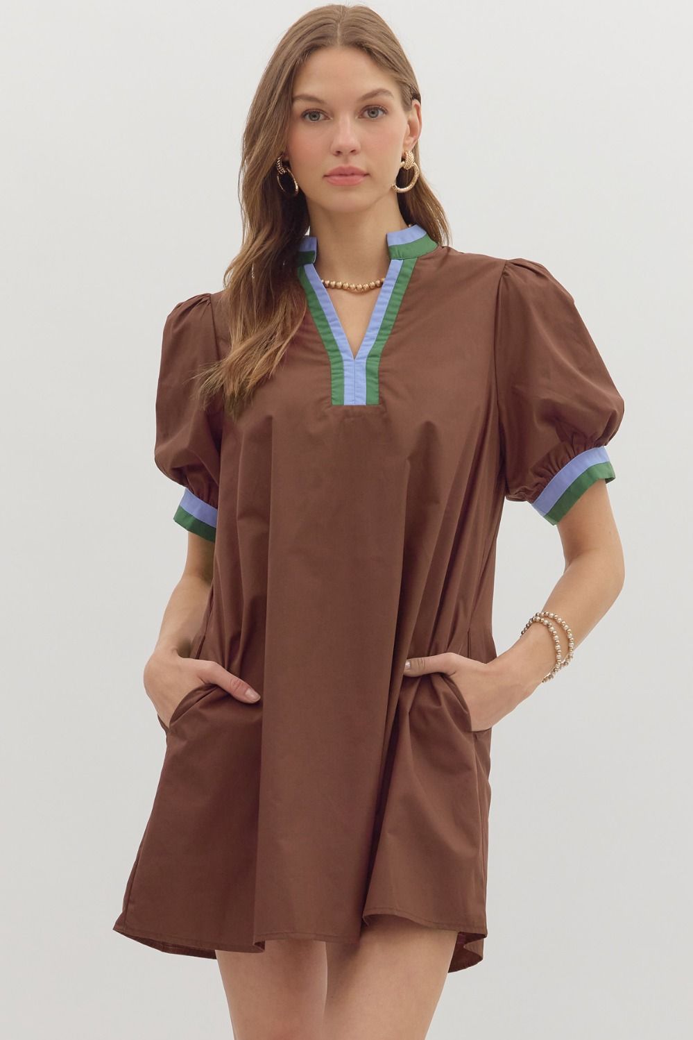 Headed South Mini Dress Brown