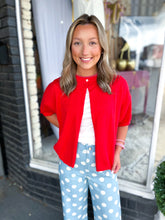 Load image into Gallery viewer, Tomato Red Pointelle Cardigan