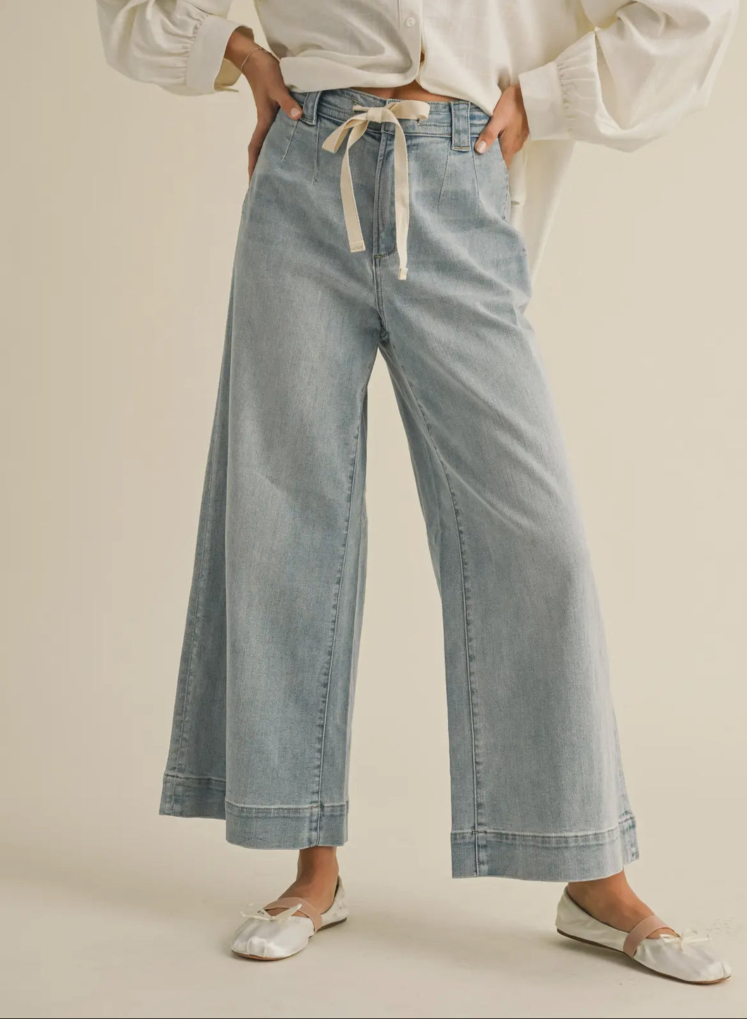 Tie Front Denim Pants