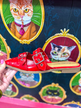 Load image into Gallery viewer, Usual Red Silver Buckle Flats