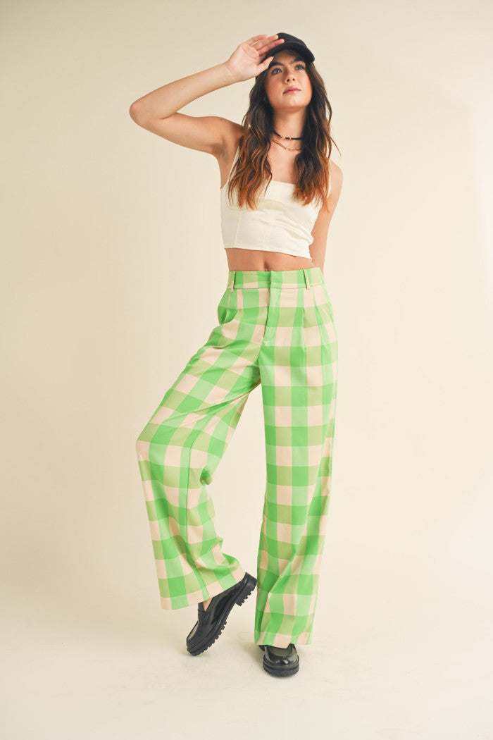 Green Apple Plaid Pants