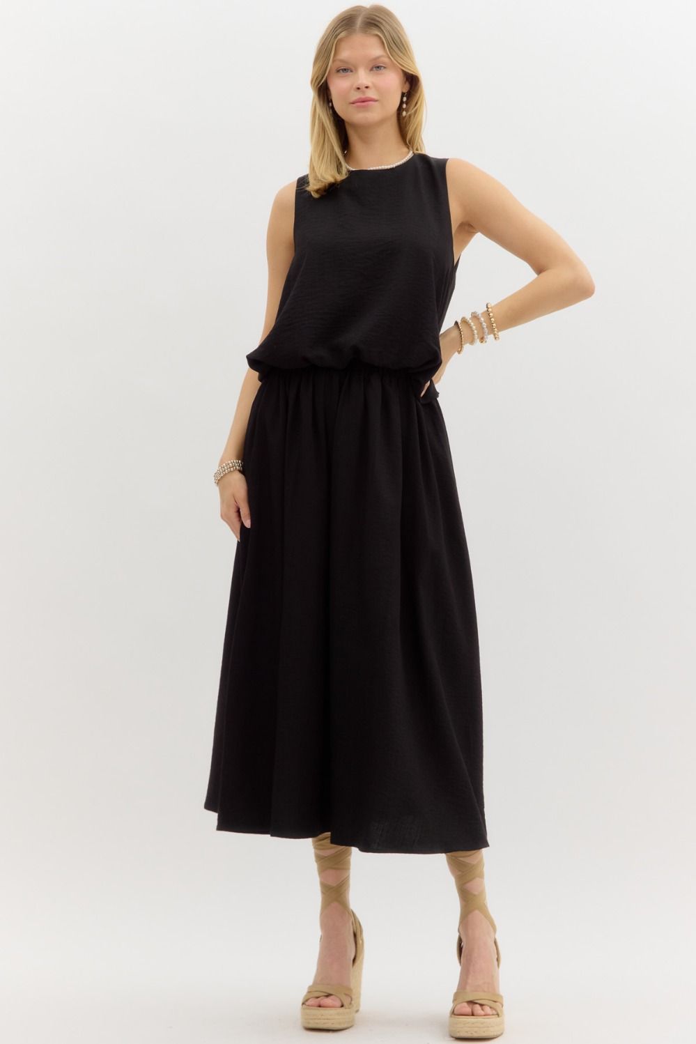 Simple Black Skirt Set