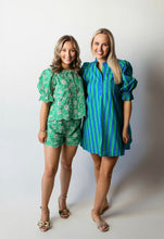 Load image into Gallery viewer, Green/Blue Striped Flowy Dress