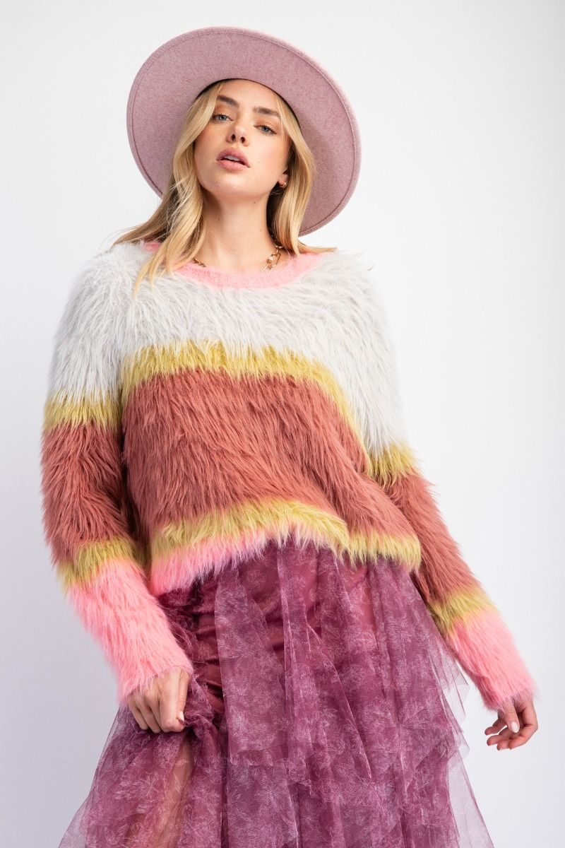 Grey/Mauve Knit Sweater