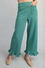 Load image into Gallery viewer, Kelly Green Gingham Ruffle Hem Pants