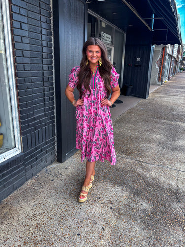 Pops Of Flowers Midi Pink