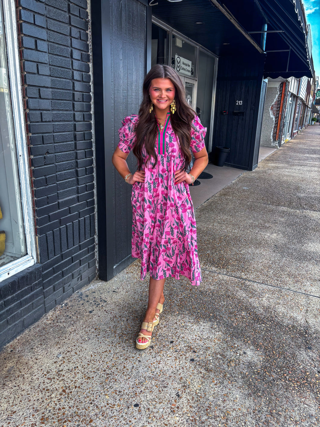 Pops Of Flowers Midi Pink