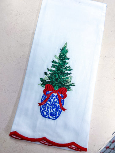 MS Chinoiserie Embroidered Tea Towel