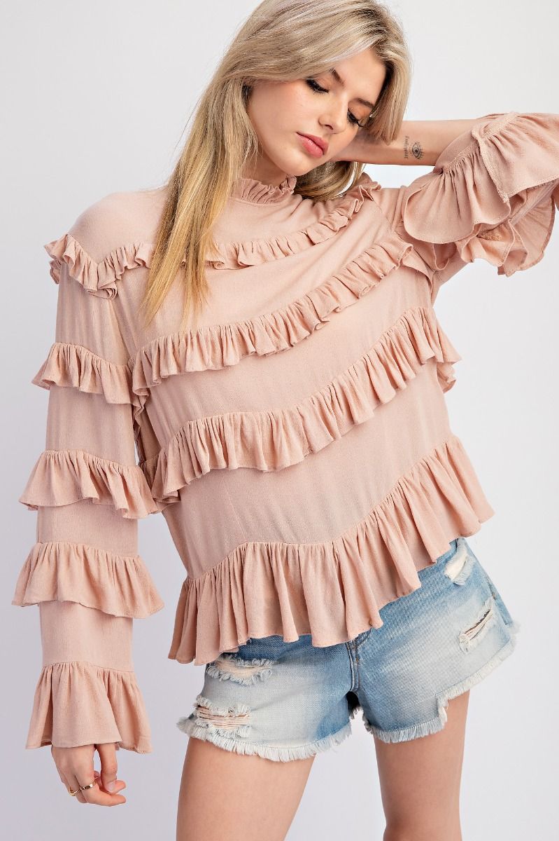 Mela Ruffle Ivory Top