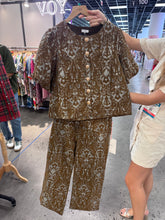 Load image into Gallery viewer, Classic Fall Brown Jacquard Pant Set