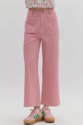 Pink Stitched Wide Leg Pants