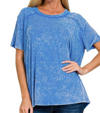 Load image into Gallery viewer, Camryn Basic Washed Top Blue
