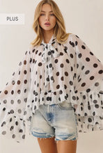 Load image into Gallery viewer, White/Black Chiffon Ruffle Blouse