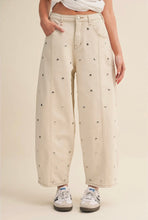 Load image into Gallery viewer, Cream Denim Stud Barrel Jeans