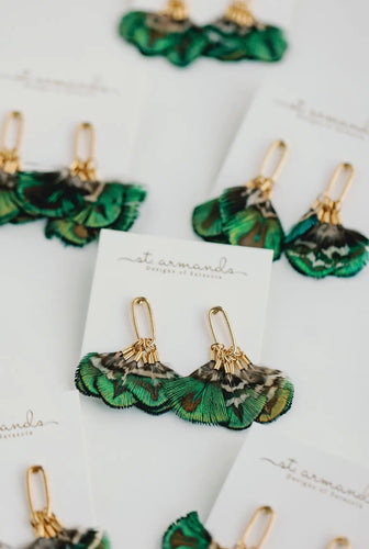 Mallard Fall Feather Statement Earrings