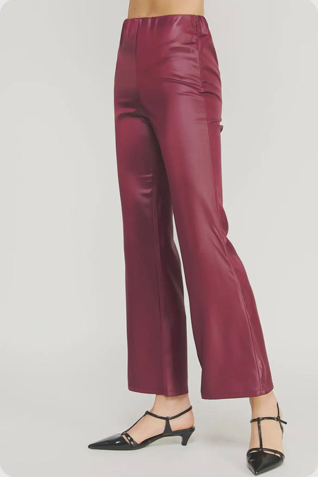 Maroon Satin Flare Pants