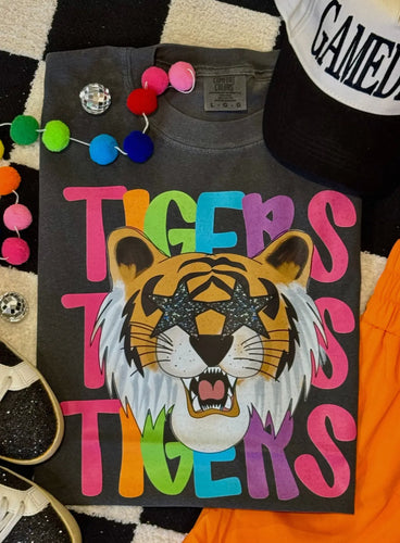 Tigers Neon Mascot Tee