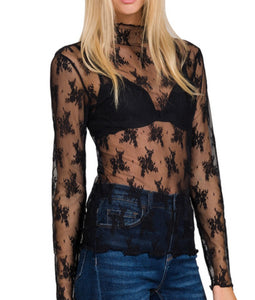 Lace Layering Top Black