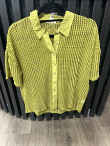 Olive Crochet Button Down Top