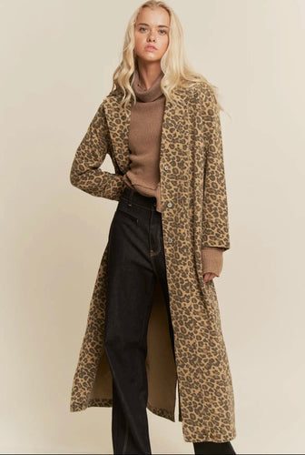 Leopard Denim Washed Duster