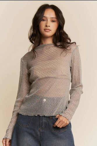 Grey Mesh Layering Top