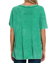 Load image into Gallery viewer, Camryn Basic Washed Top Green
