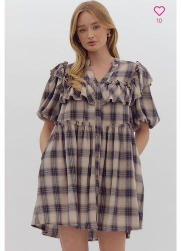 Ruffle My Feathers Plaid Dress