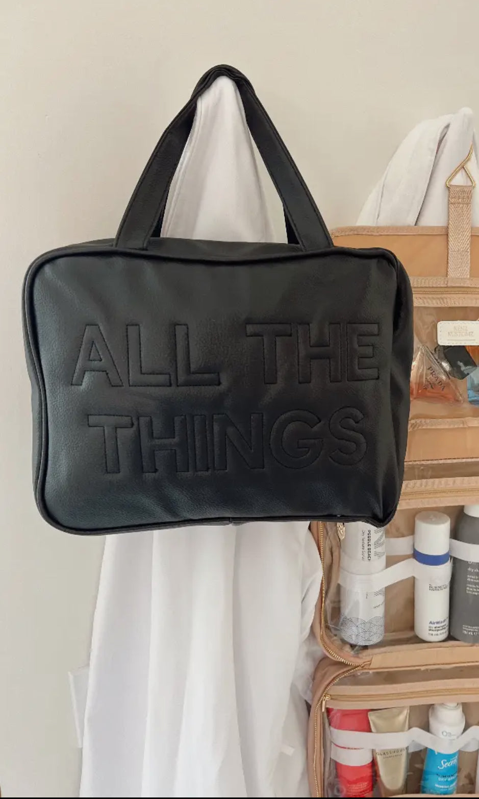 All the Things Black Leather Travel Bag