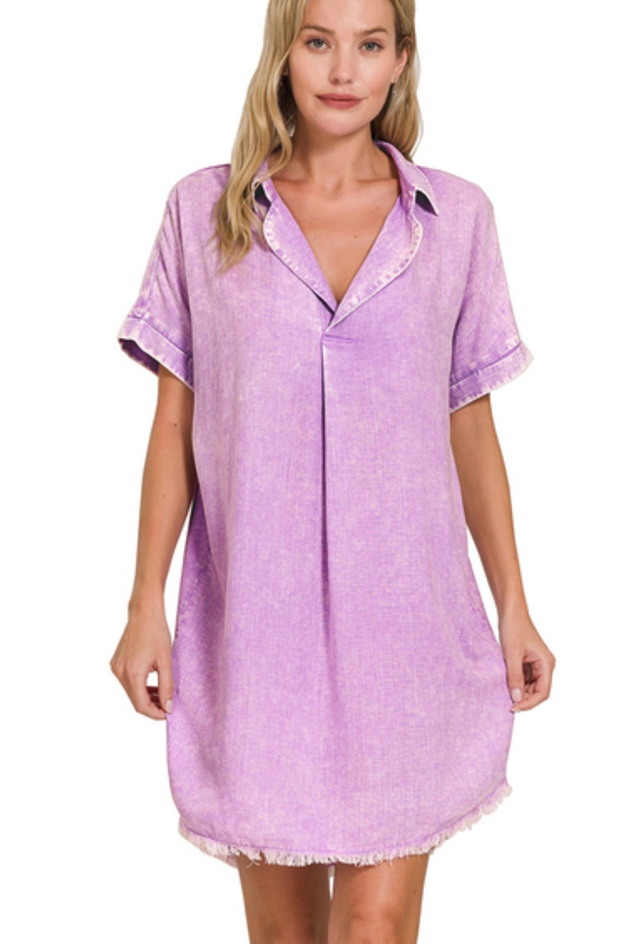 Wren Linen Washed Dress Purple