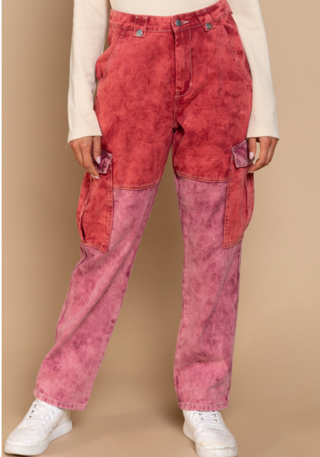 Red/Pink Mix Cargo Pants