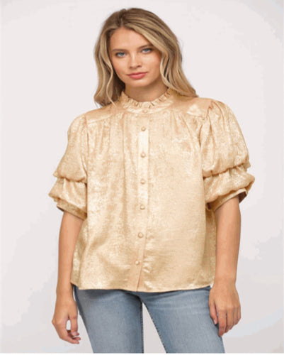 Gold Short Sleeve Blouse