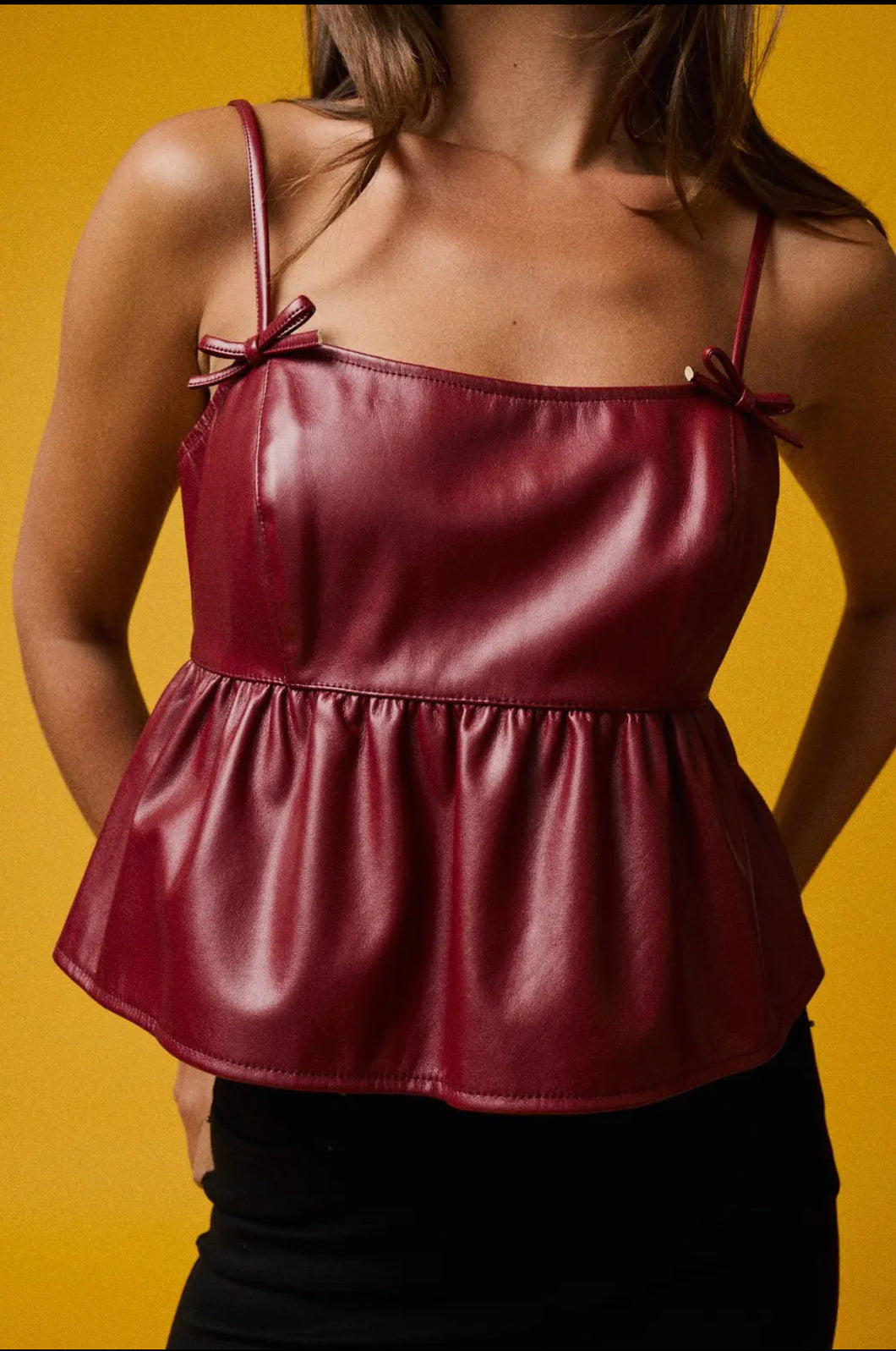 Audrey Leather Bow Top