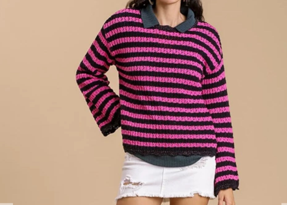 Black/Pink Striped Sweater