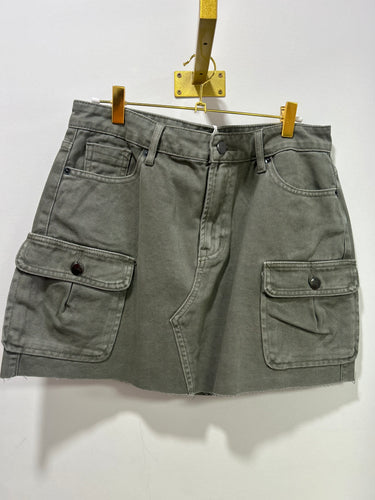 Dusty Green Cargo Mini Skirt