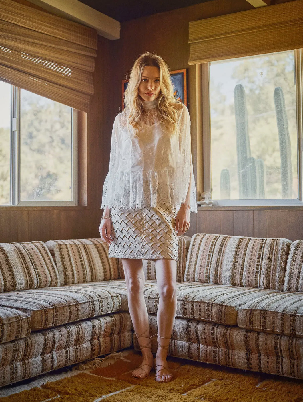 Sheer Lace Cape/Cami Top White