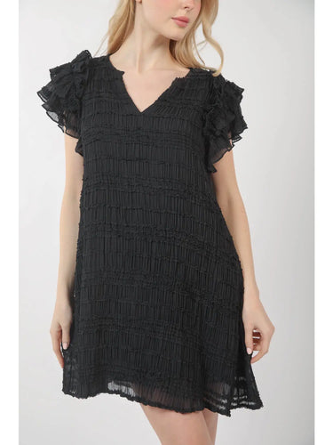 Grady Ruffle Sleeve Dress Black