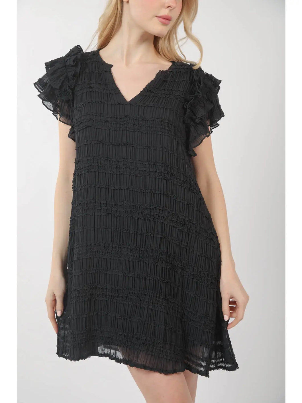 Grady Ruffle Sleeve Dress Black