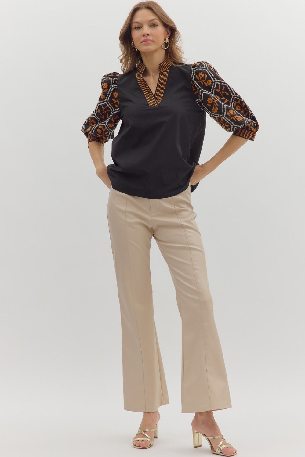 Black Embroidered Detail Top