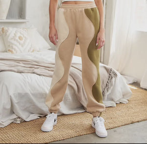 Olive Color Block Sweatpants