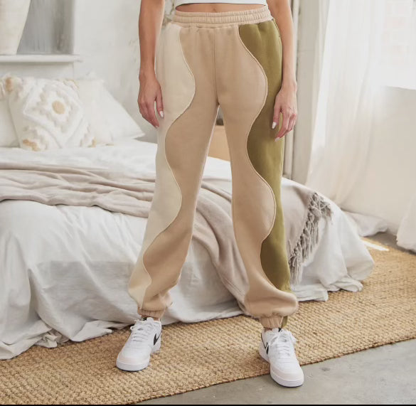 Olive Color Block Sweatpants