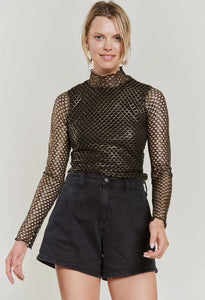 Midnight Metallic Long Sleeve Top