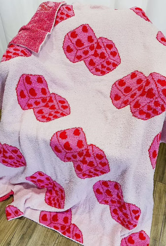 Pink Heart Dice Blanket