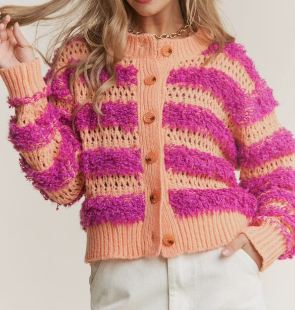 Magenta & Fuzzy Cardigan